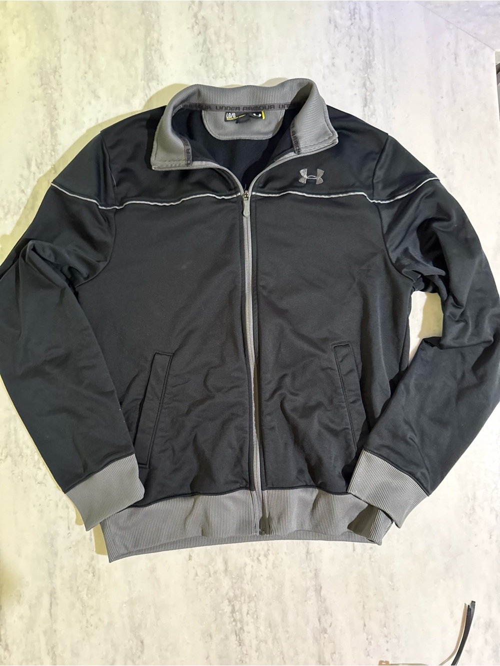 Under Armour Black & Gray Lightweight Full-Zip Sporty Track Jacket L